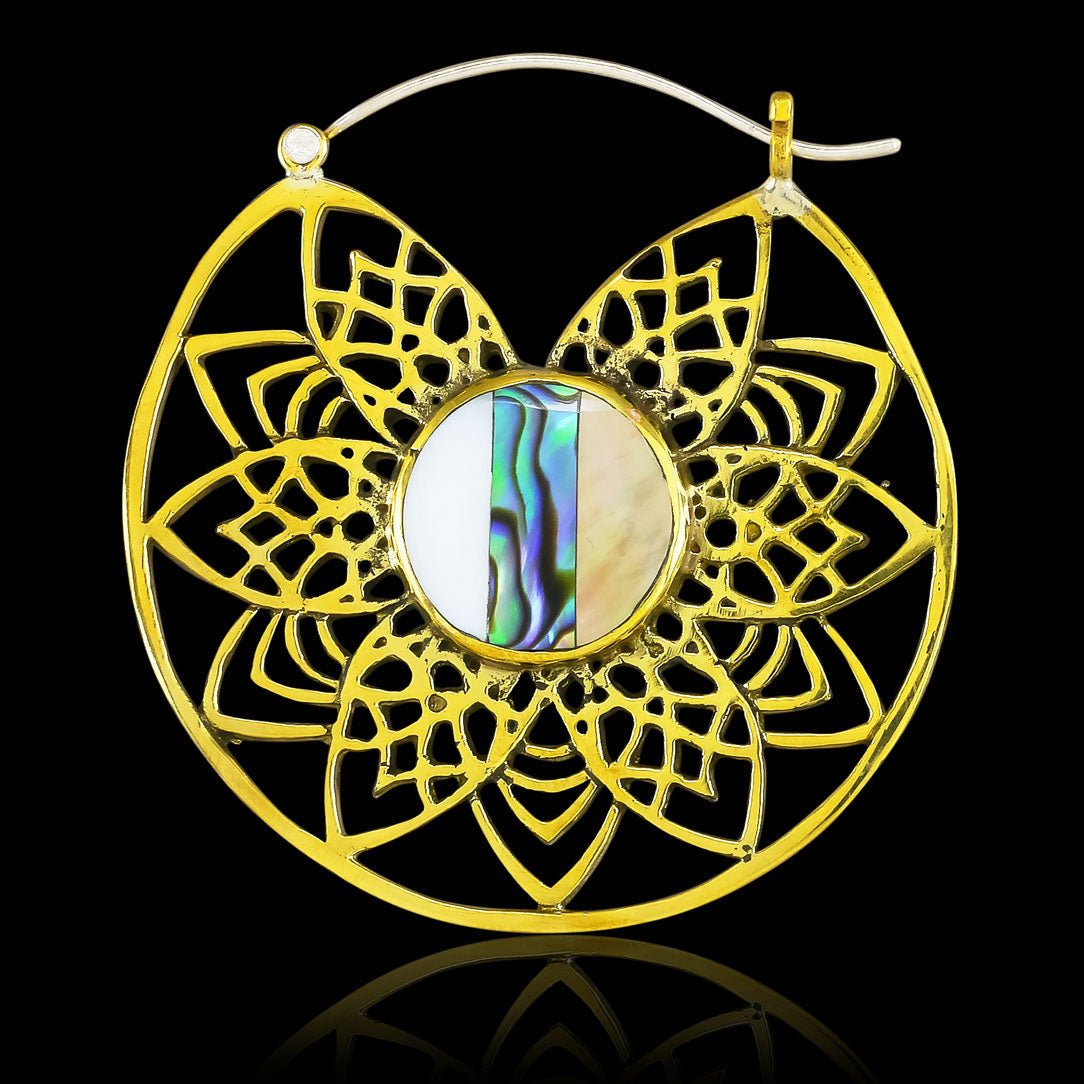 Mixed Shell Flower Hoops - Silver Post - Tree Spirit Wellness