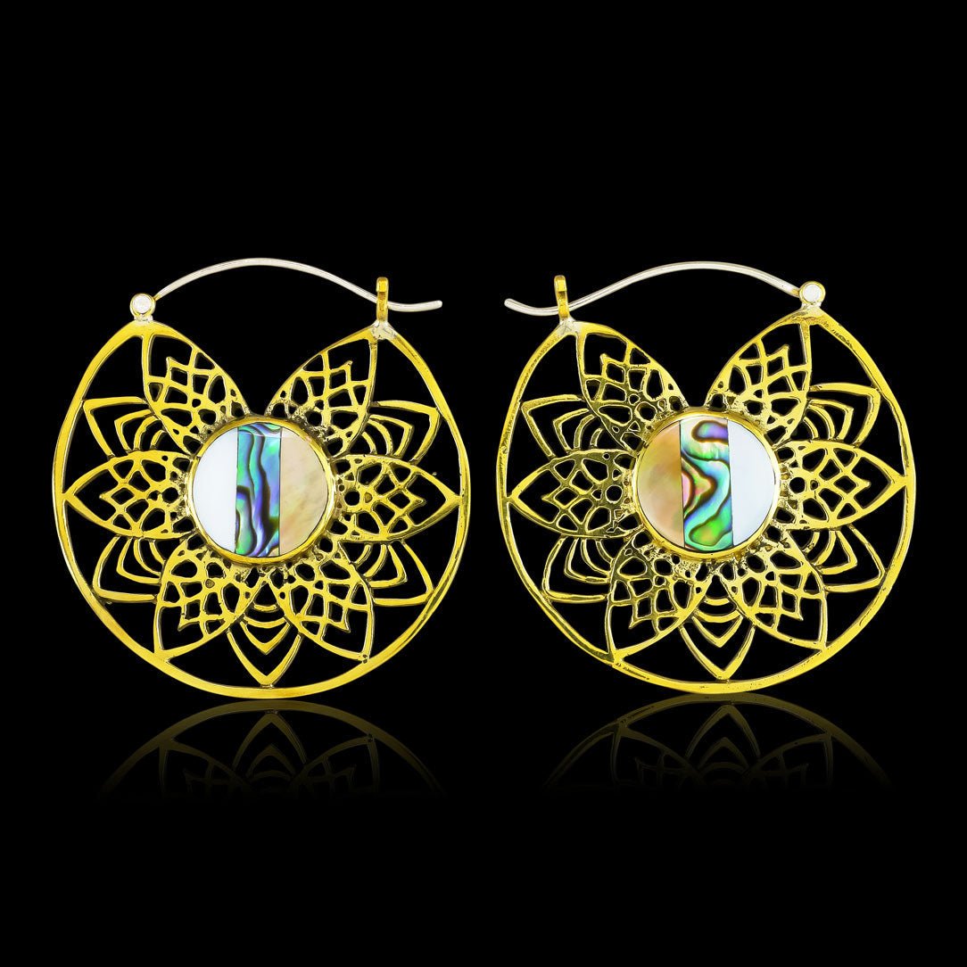 Mixed Shell Flower Hoops - Silver Post - Tree Spirit Wellness