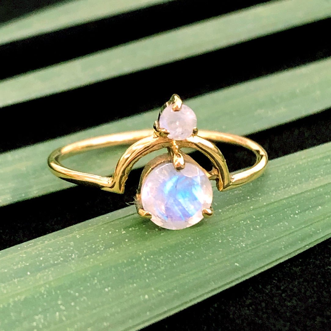Moonstone Bindi Ring - Brass - Tree Spirit Wellness