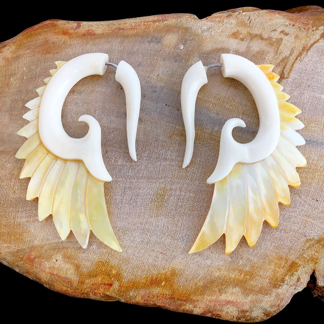 Nava Wings - Bone with Shell - Tree Spirit Wellness