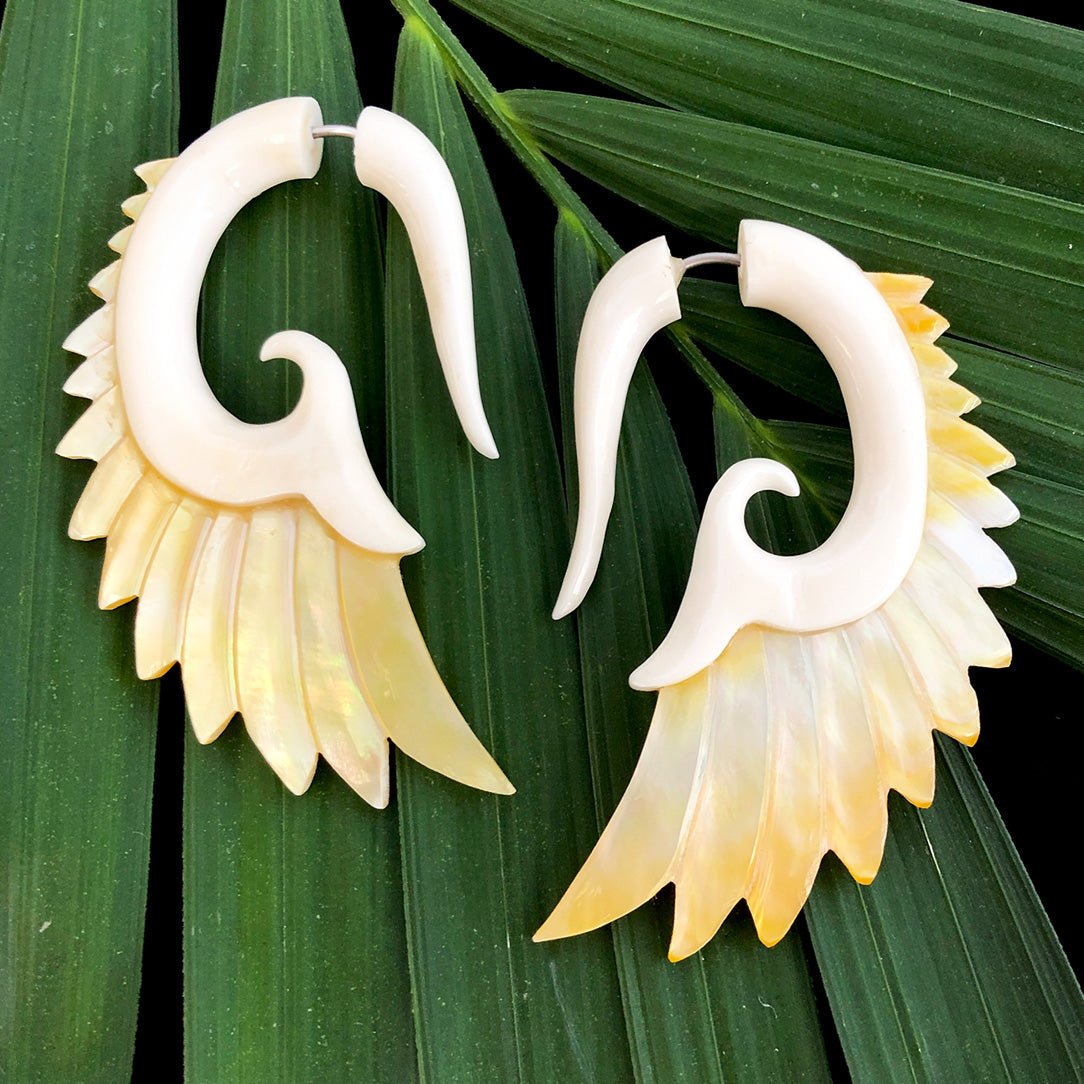 Nava Wings - Bone with Shell - Tree Spirit Wellness