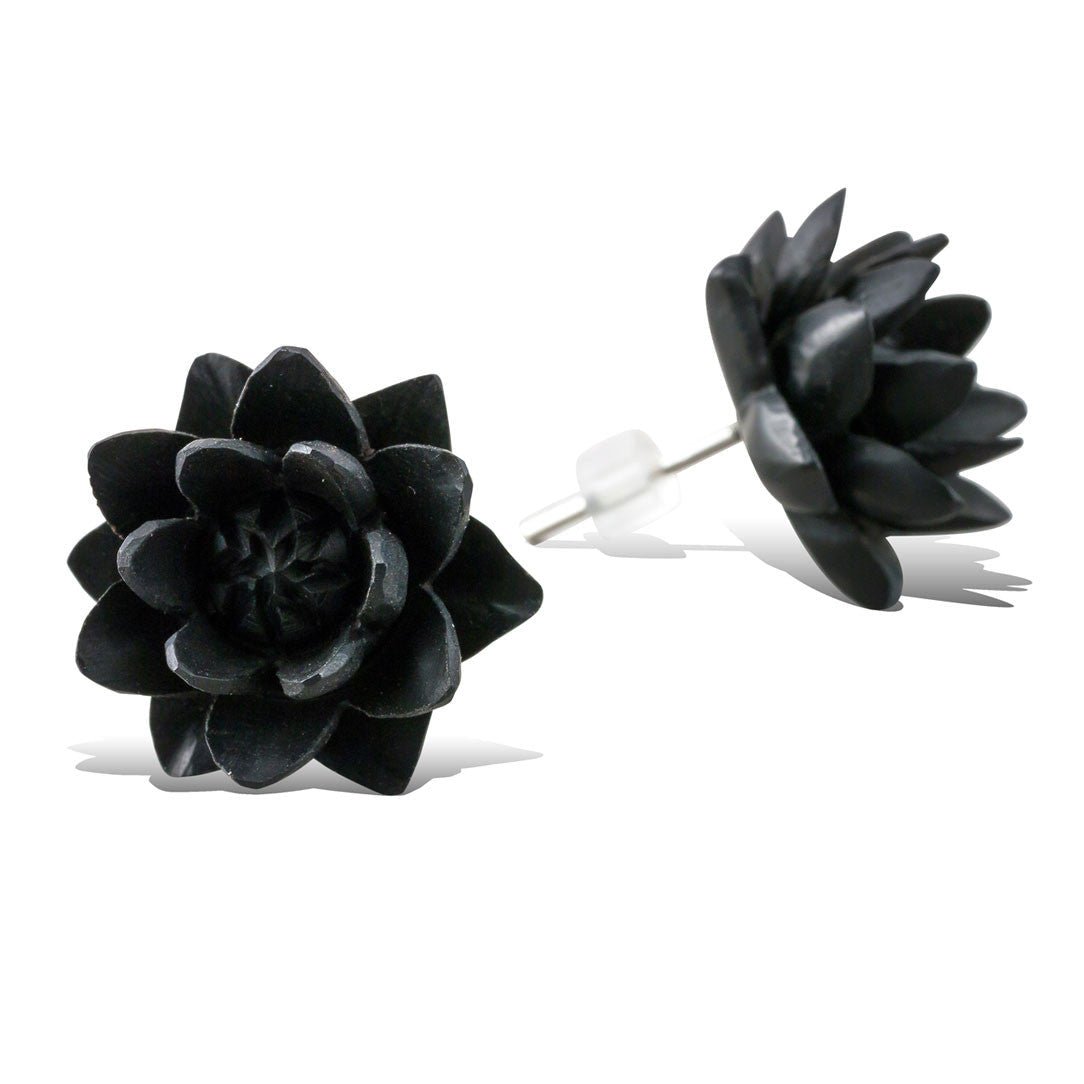 Night Flower - Wood Stud Earrings - Tree Spirit Wellness