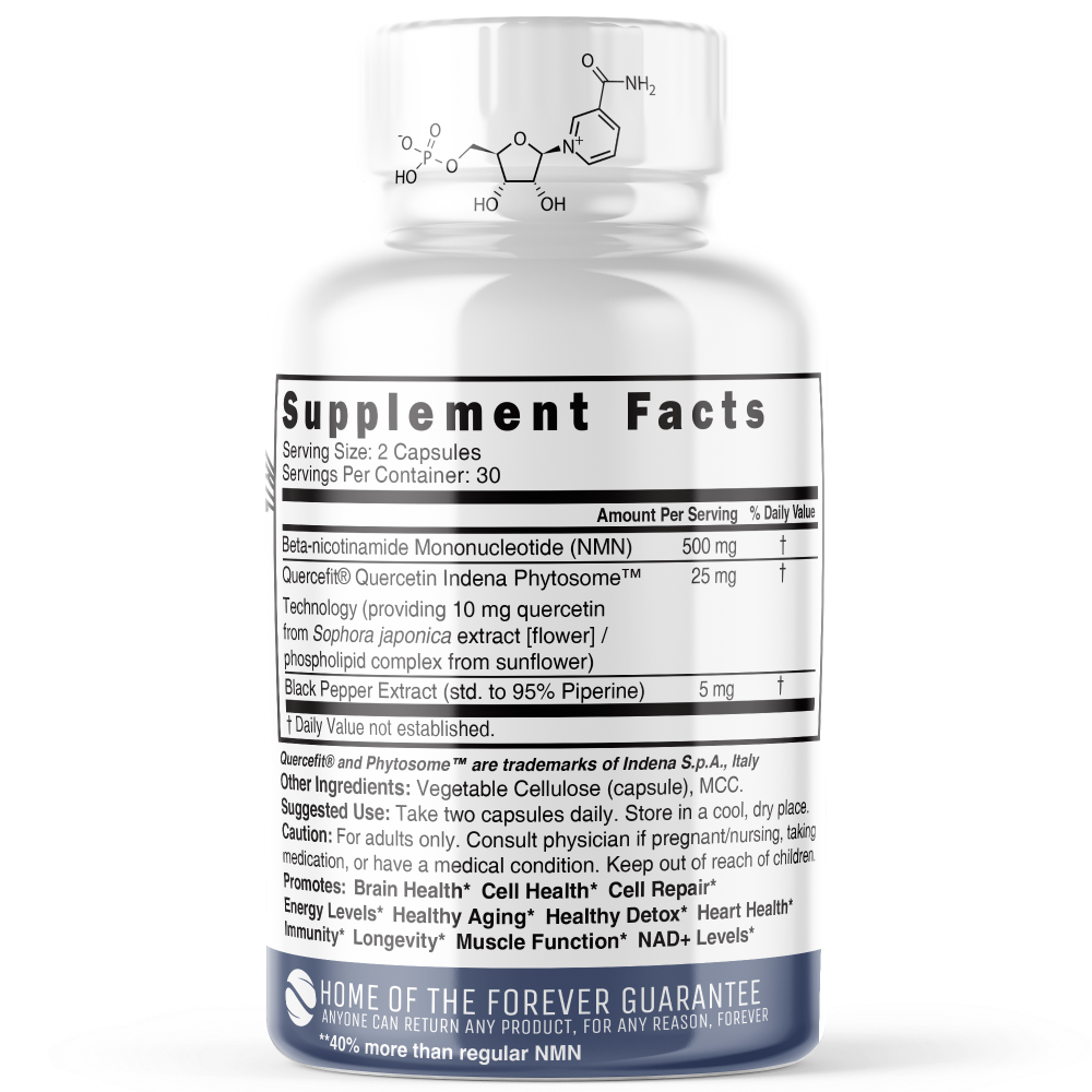 NMN+ 500 mg (NMN + Quercetin & Piperine) 60ct - Tree Spirit Wellness