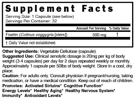 Fisetin 500 mg - 32ct - Essential oil - Tree Spirit Wellness