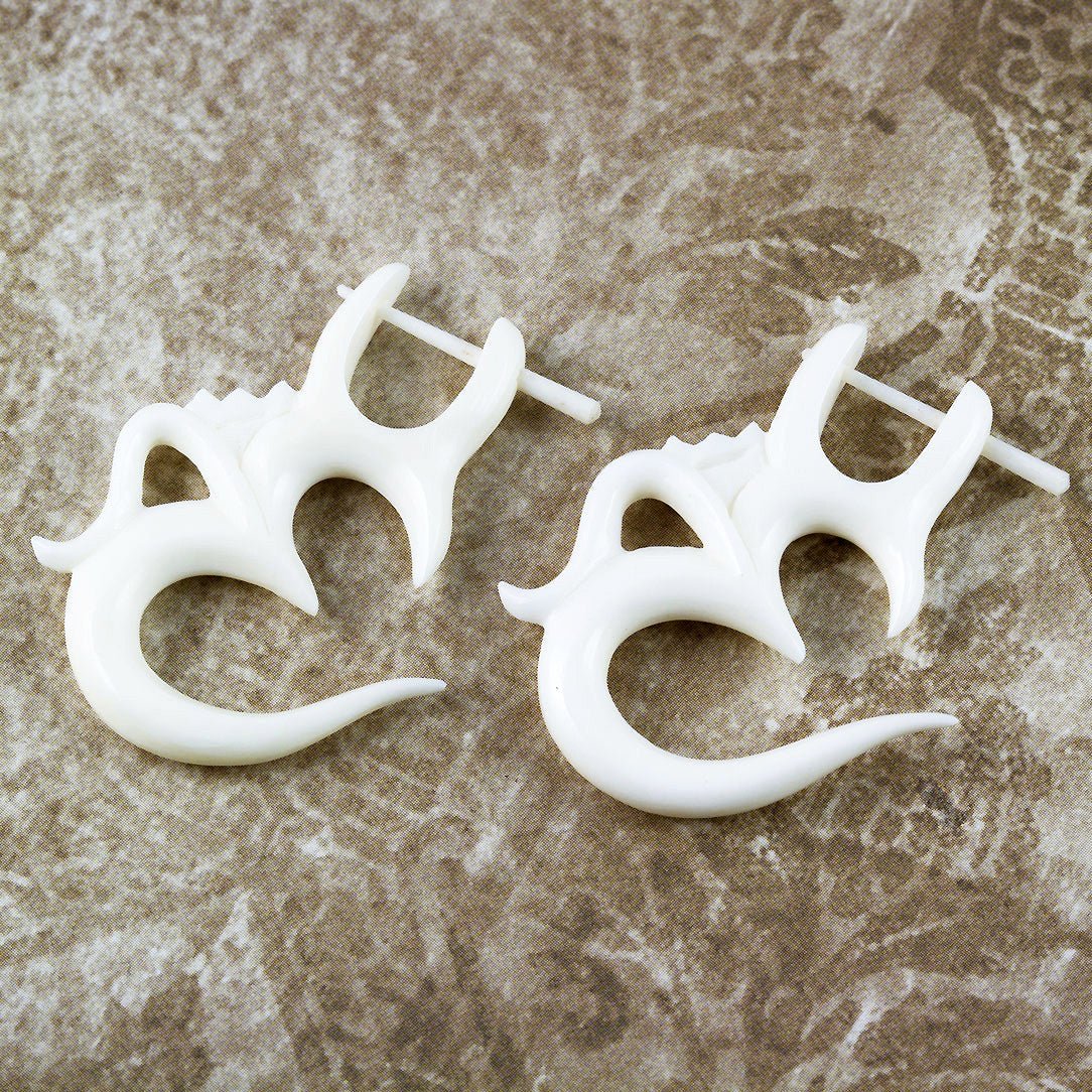 Ohm Earrings - Bone - Tree Spirit Wellness