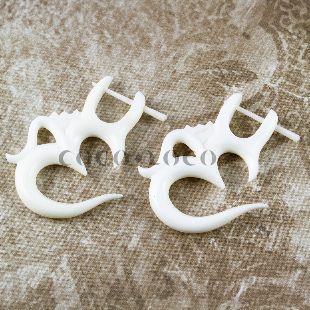 Ohm Earrings - Bone - Tree Spirit Wellness