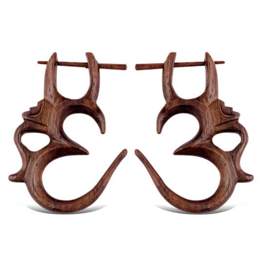 Ohm Earrings - Wood - Tree Spirit Wellness