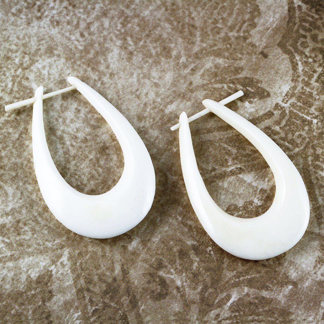 Oval Hoops - Bone - Tree Spirit Wellness