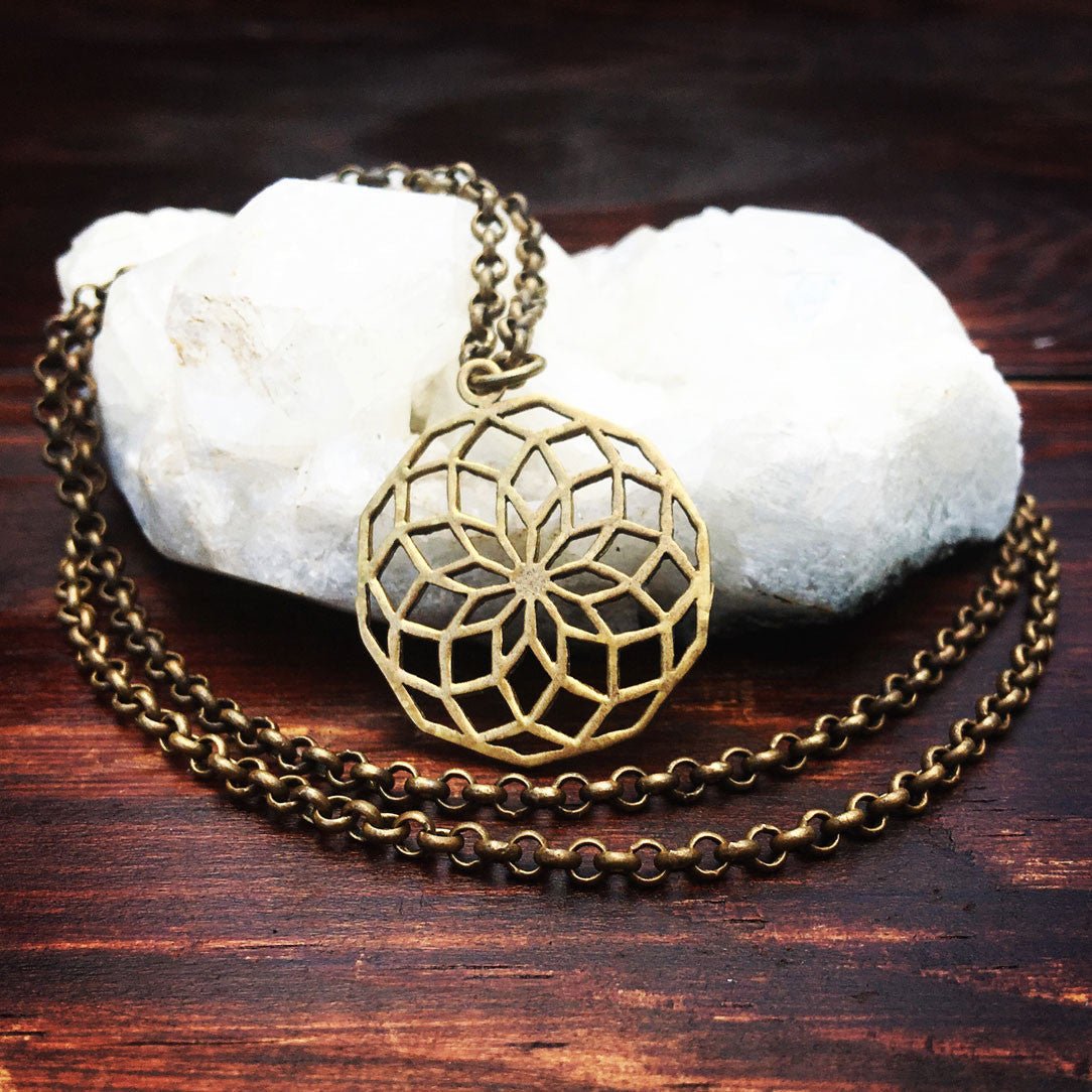 Sacred Rose - Brass Pendant - Tree Spirit Wellness