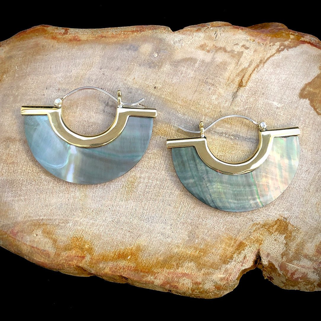 Sade Hoops - Black Shell - Tree Spirit Wellness