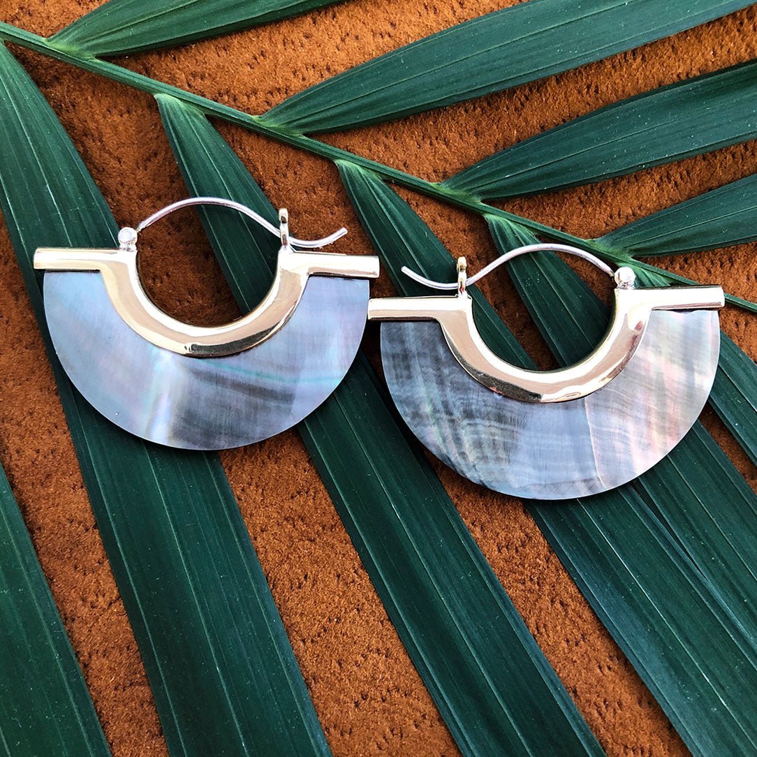 Sade Hoops - Black Shell - Tree Spirit Wellness