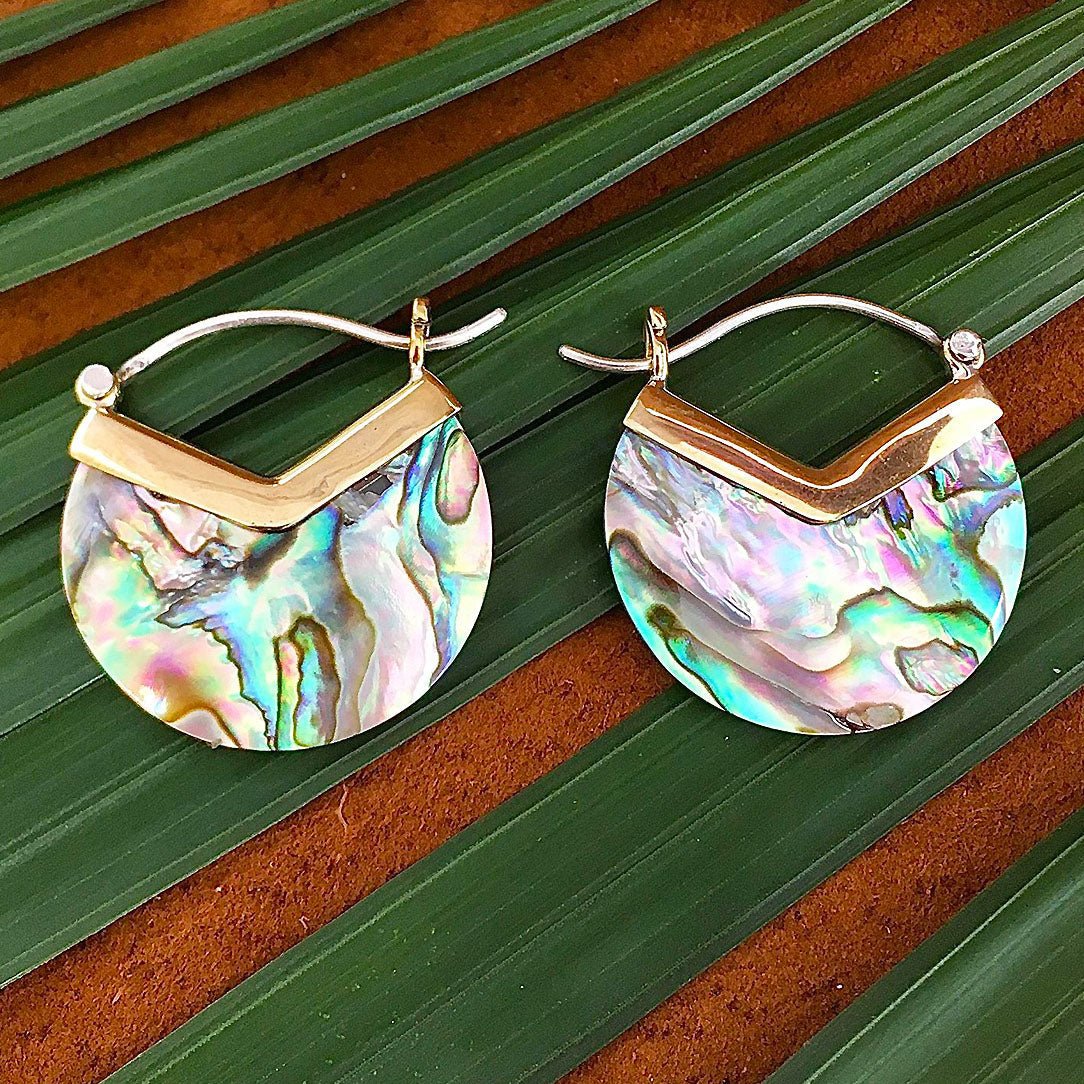 Saturn Hoops - Abalone Shell - Tree Spirit Wellness