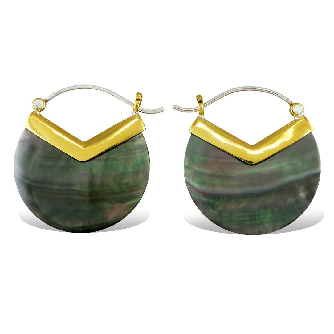 Saturn Hoops - Shell - Tree Spirit Wellness