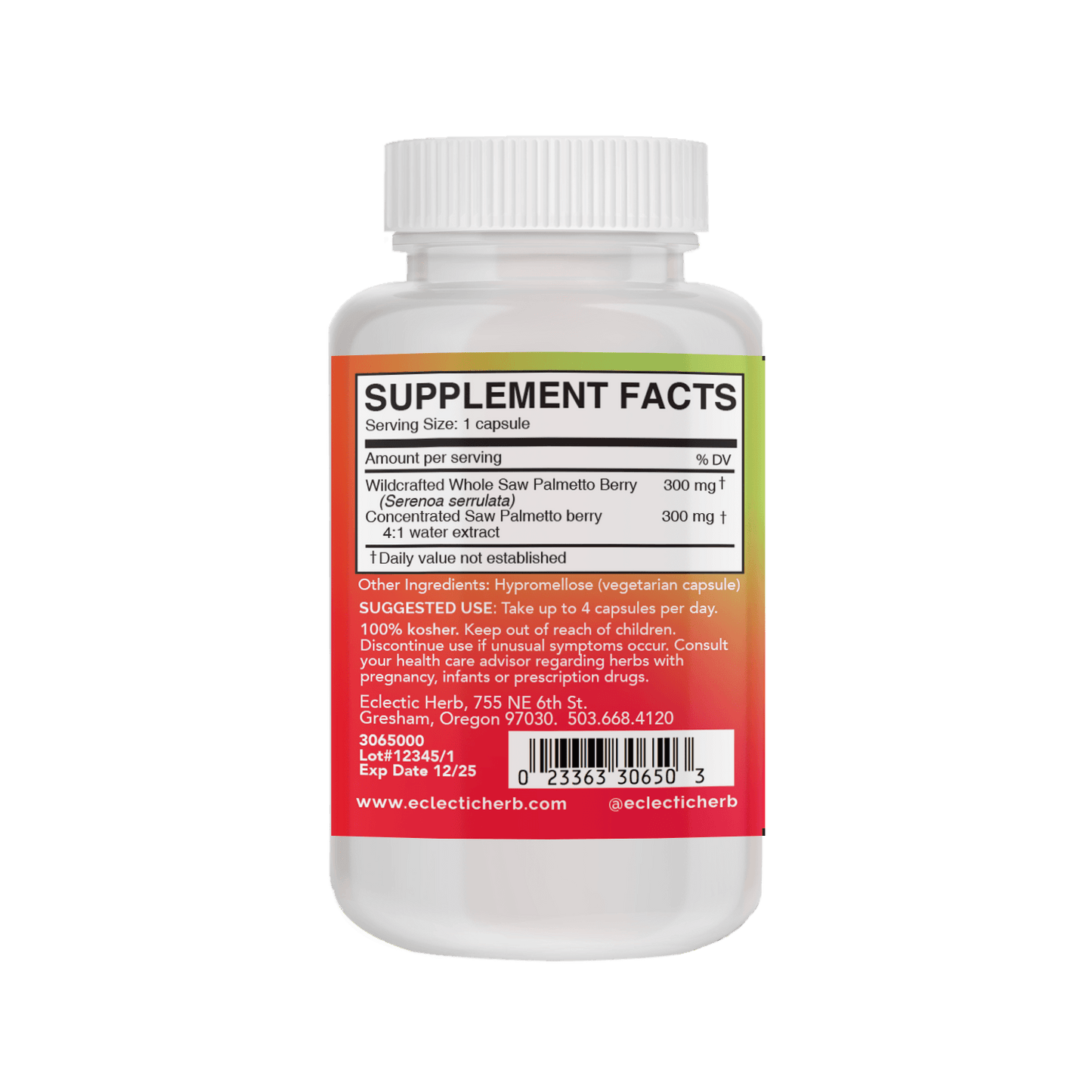 SAW PALMETTO CAPSULES *PLASTIC BOTTLE* - Tree Spirit Wellness