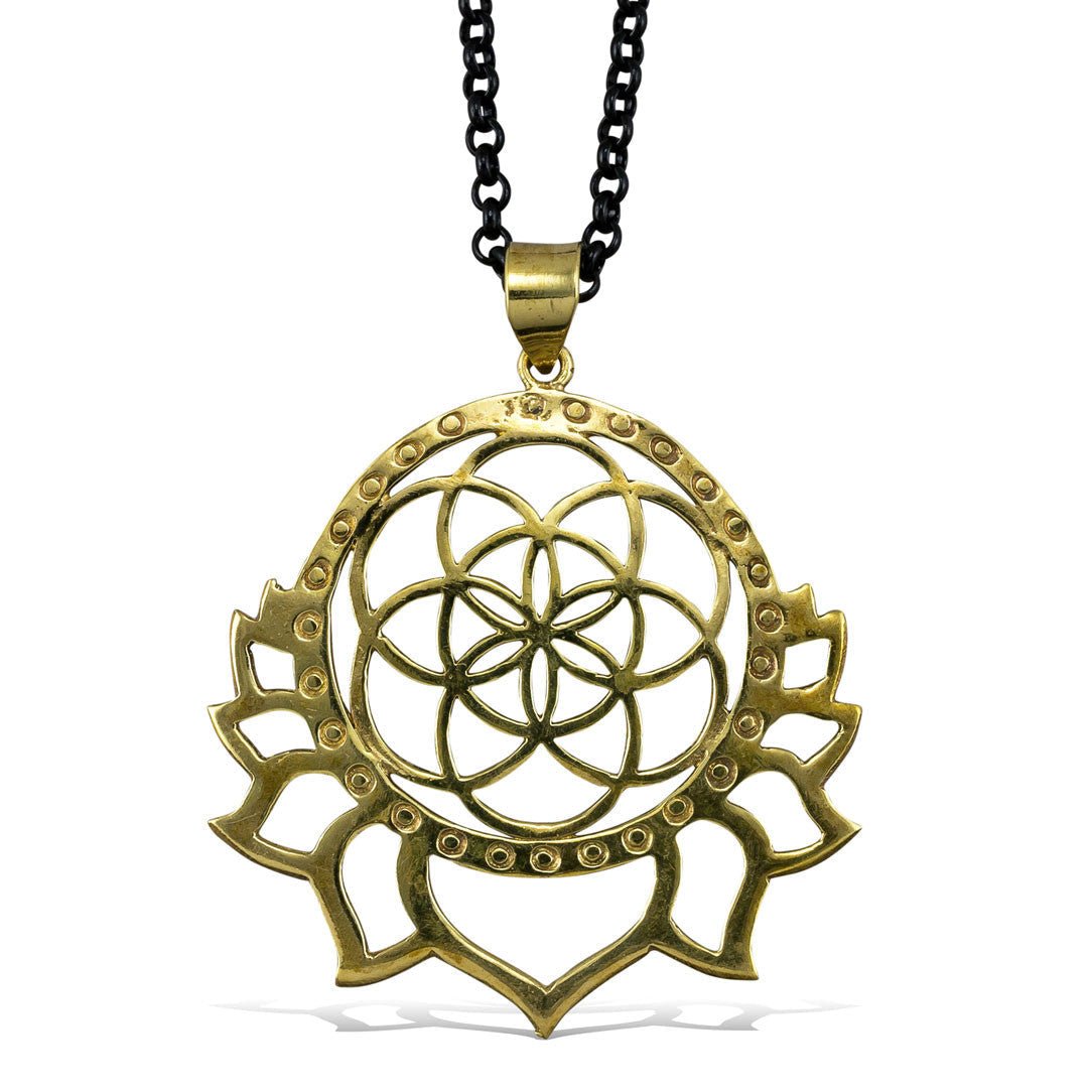 Seed of Life Lotus - Brass Pendant - Tree Spirit Wellness