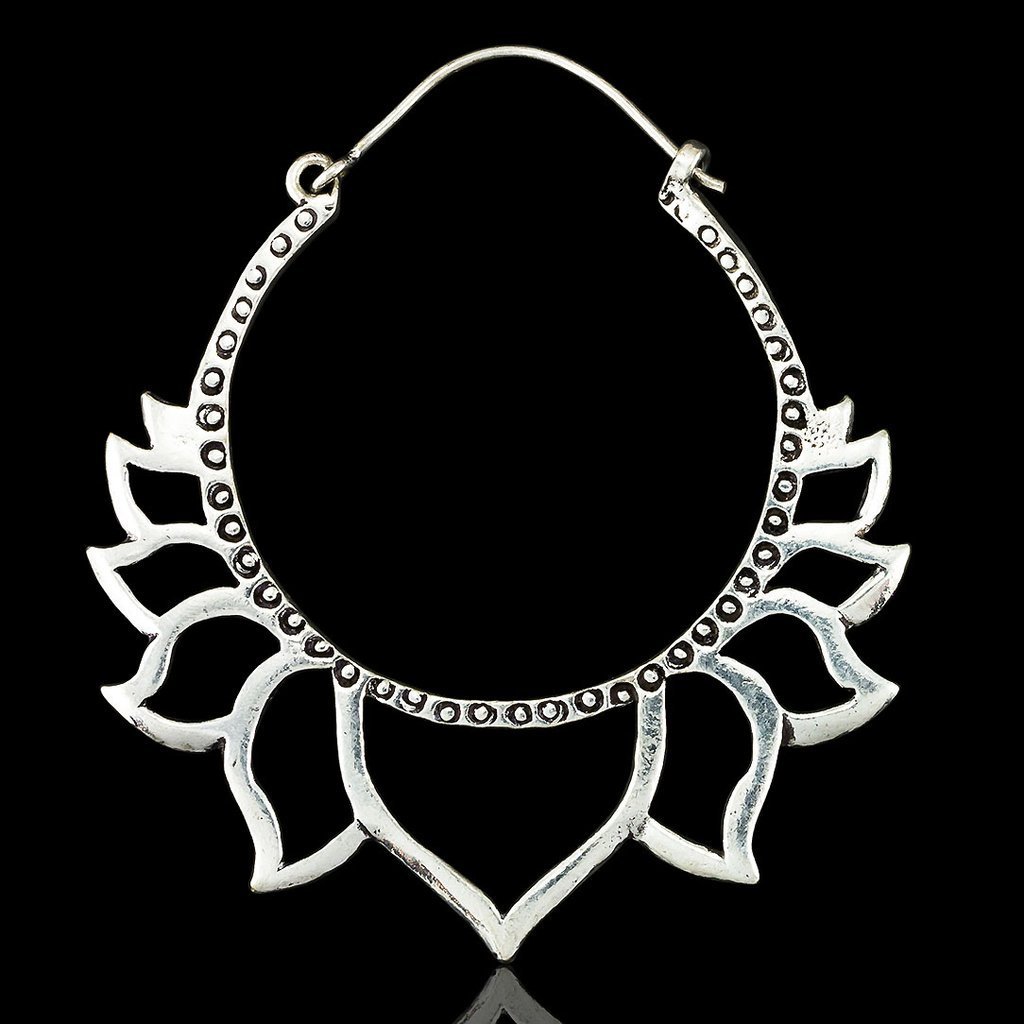 SILVER LOTUS HOOPS freeshipping - Tree Spirit Wellness