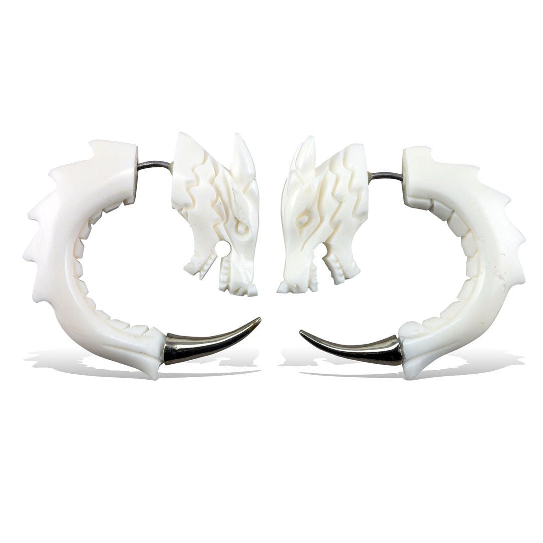 Silver Tipped Curled Dragons - Bone - Tree Spirit Wellness