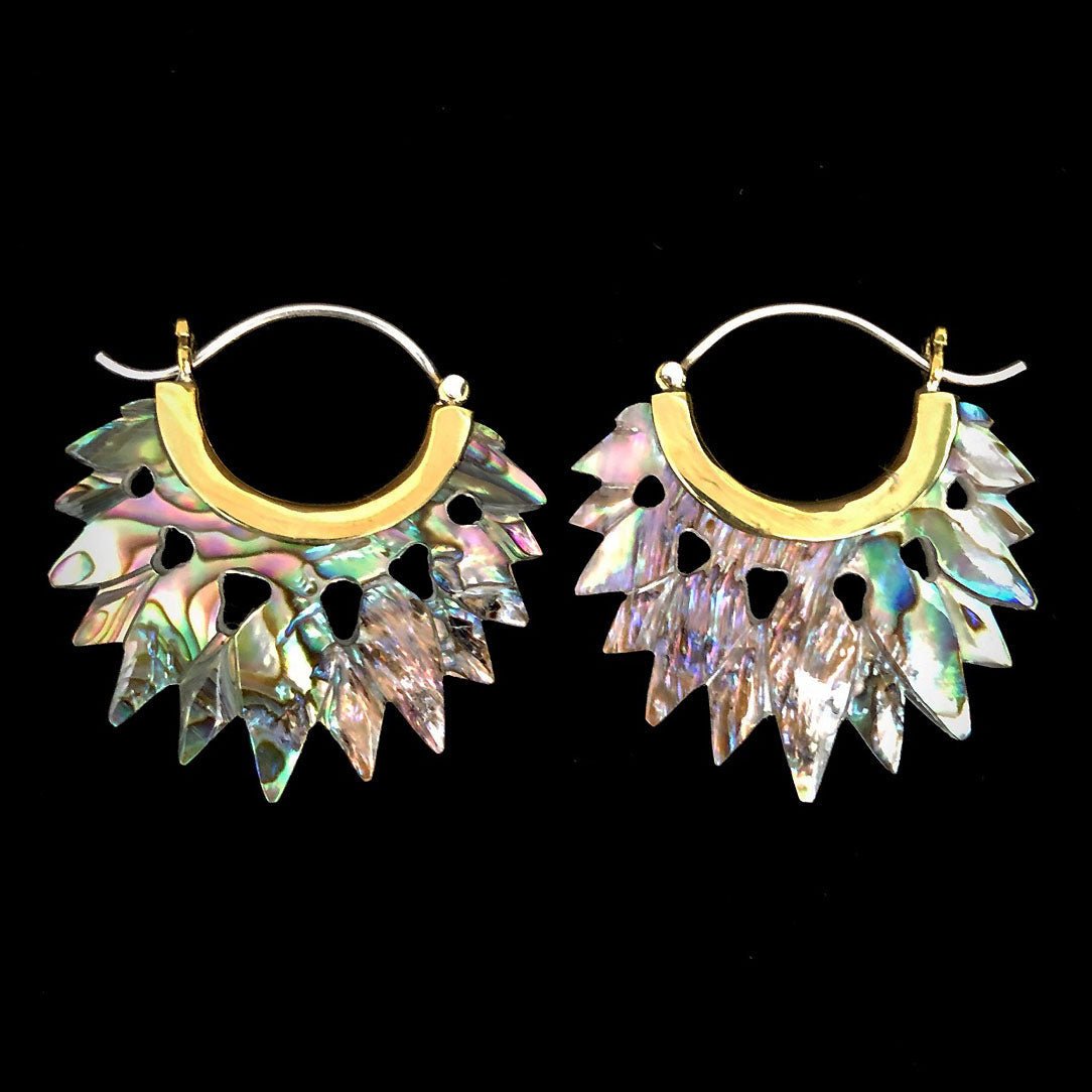Spade Hoops - Abalone Shell - Tree Spirit Wellness