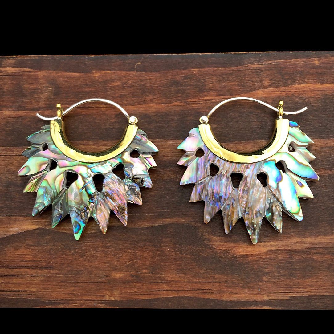 Spade Hoops - Abalone Shell - Tree Spirit Wellness