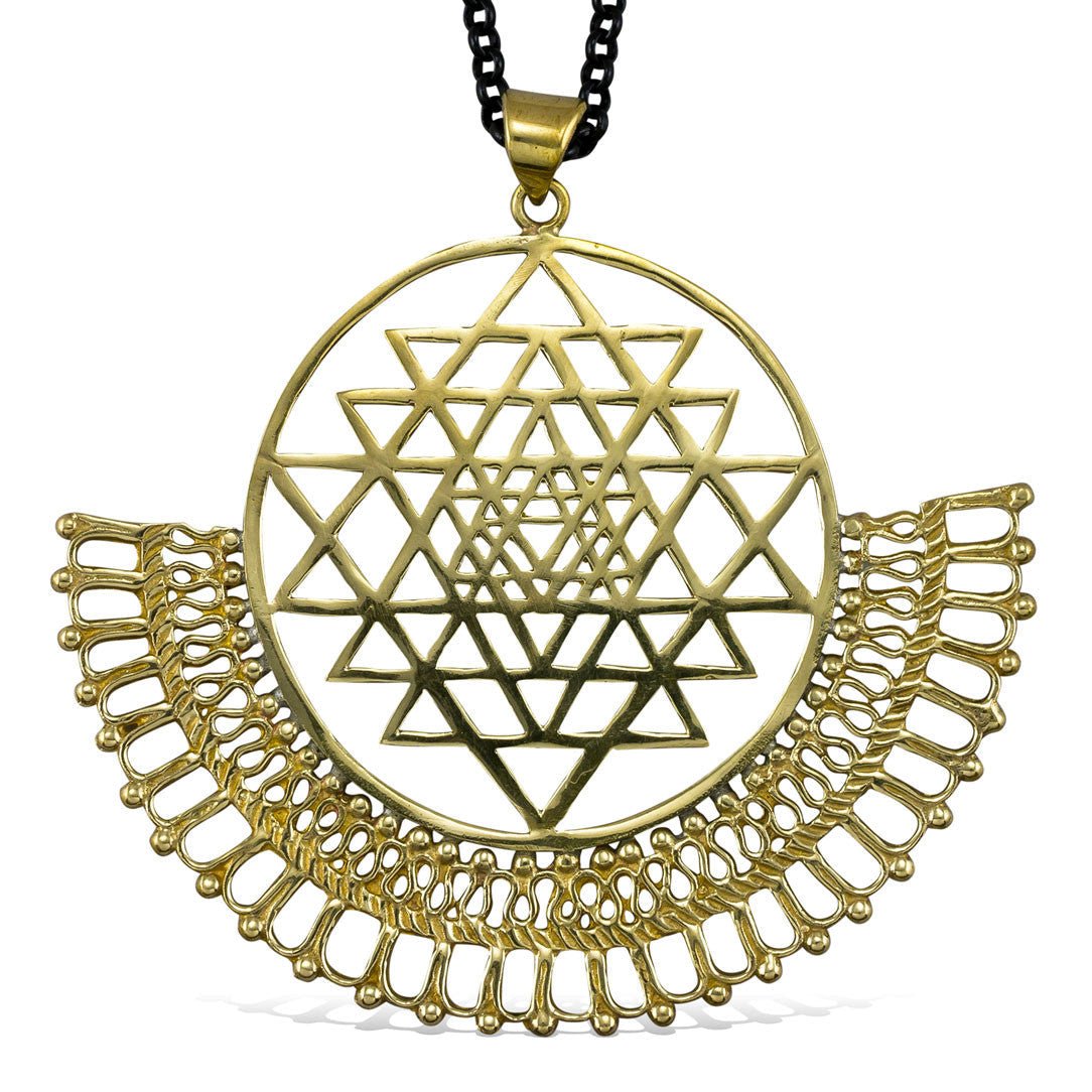 Sri Yantra Eclipse - Brass Pendant - Tree Spirit Wellness