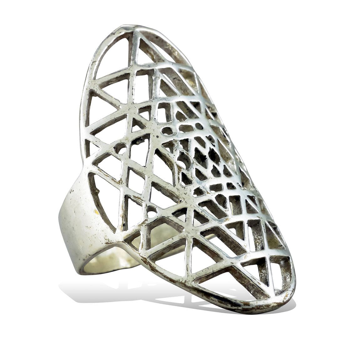 Sri Yantra Temple Ring - Silver - Tree Spirit Wellness