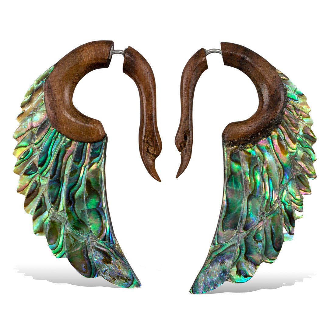 Sumana Swans - Wood with Abalone - Tree Spirit Wellness