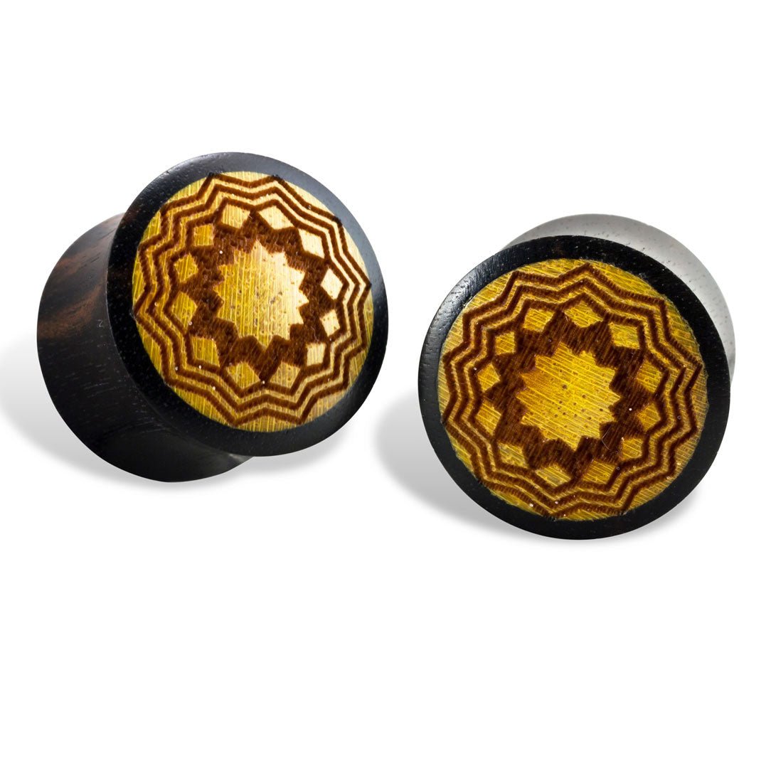 Sun Mandala Plugs - Black Wood - Tree Spirit Wellness