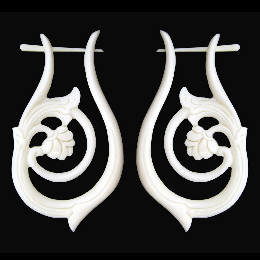 Teardrop Hoops - Bone - Tree Spirit Wellness