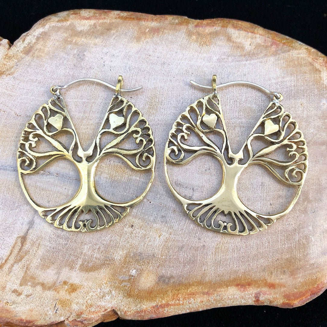 Tree of Life Hoops - Silver Posts - Tree Spirit Wellness