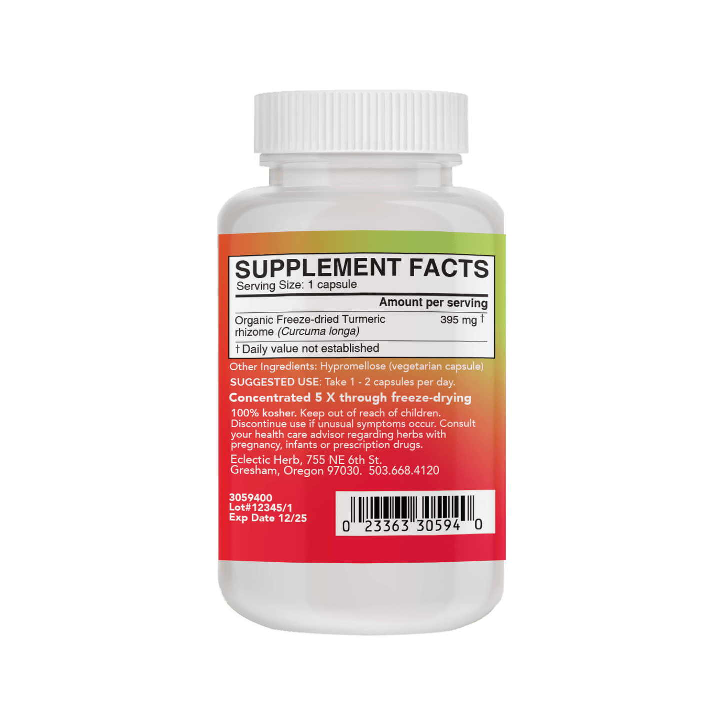 TURMERIC CAPSULES *PLASTIC BOTTLE* - Tree Spirit Wellness