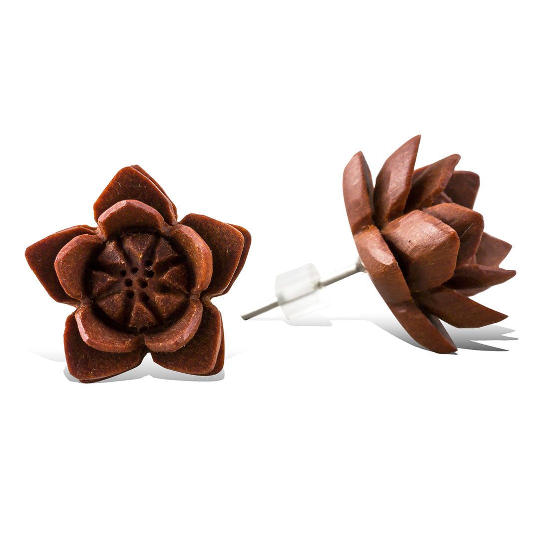 Venus Flower - Wood Stud Earrings - Tree Spirit Wellness
