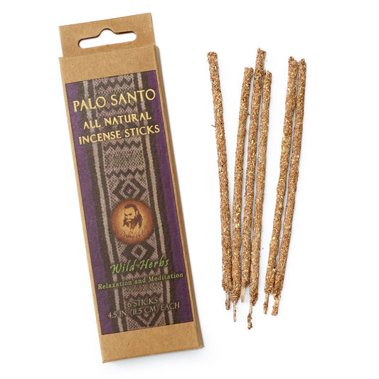 Palo Santo and Wild Herbs Incense Sticks - Relaxation & Meditation -  6 Incense Sticks - Wholesale and Retail Prabhuji's Gifts 