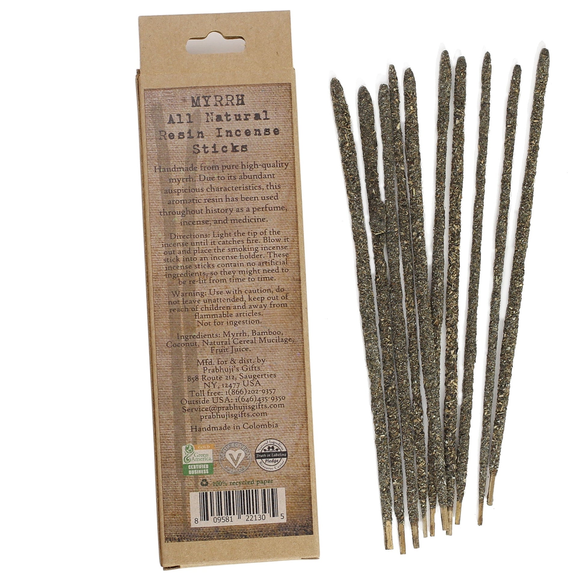 Smudging Incense - Myrrh - Natural Resin Incense sticks - Wholesale and Retail Prabhuji's Gifts 