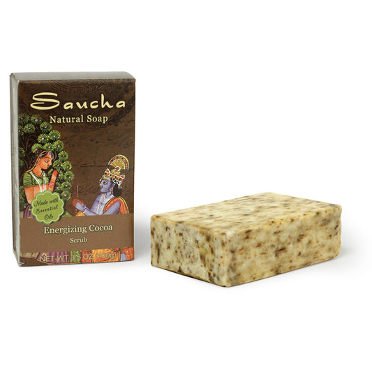 Soap Bar Saucha - Natural Energizing Cocoa Scrub - 3.5 oz (100g) - Wholesale and Retail Prabhuji's Gifts 