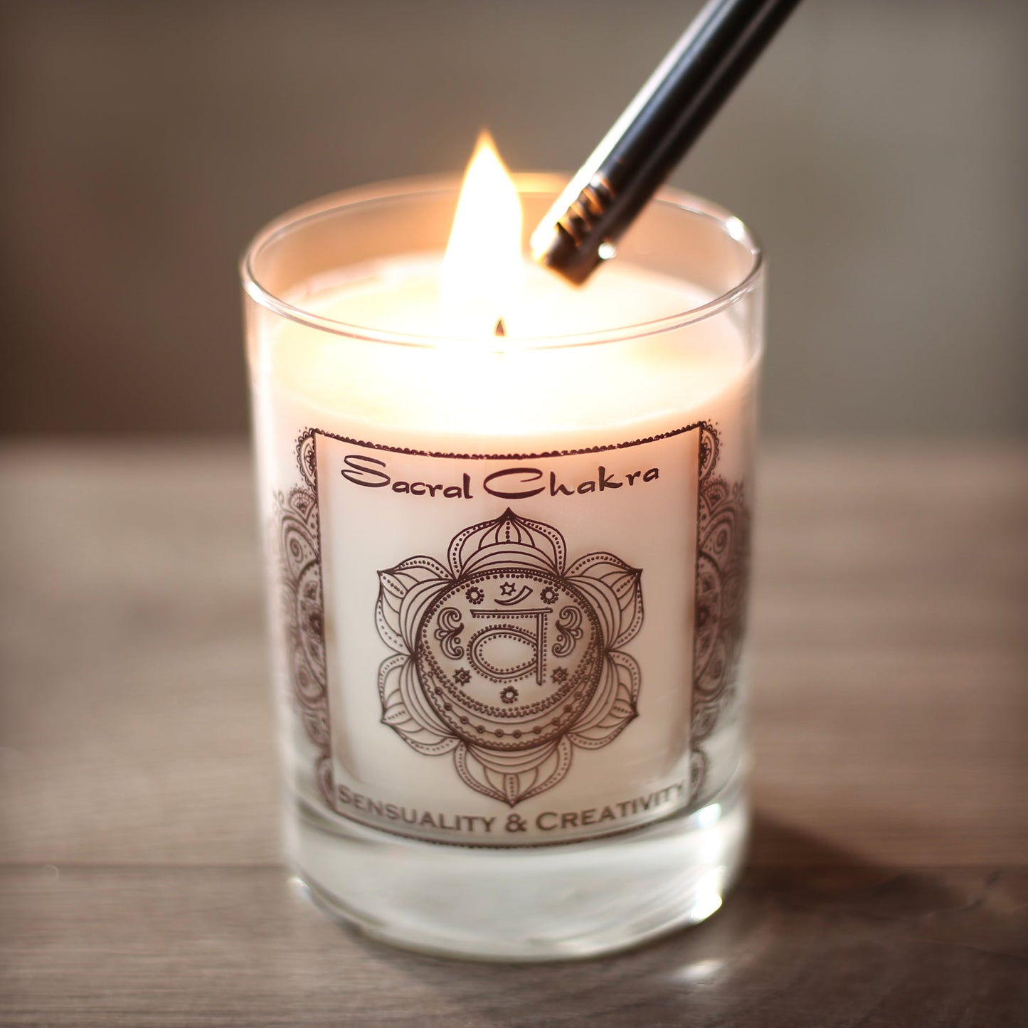 Prabhuji Sacral Chakra Svadhishthana | Soy Candle for Chakra Meditation Scented with Essential Oils |Vanilla | Sensuality and Creativity - 10.5oz