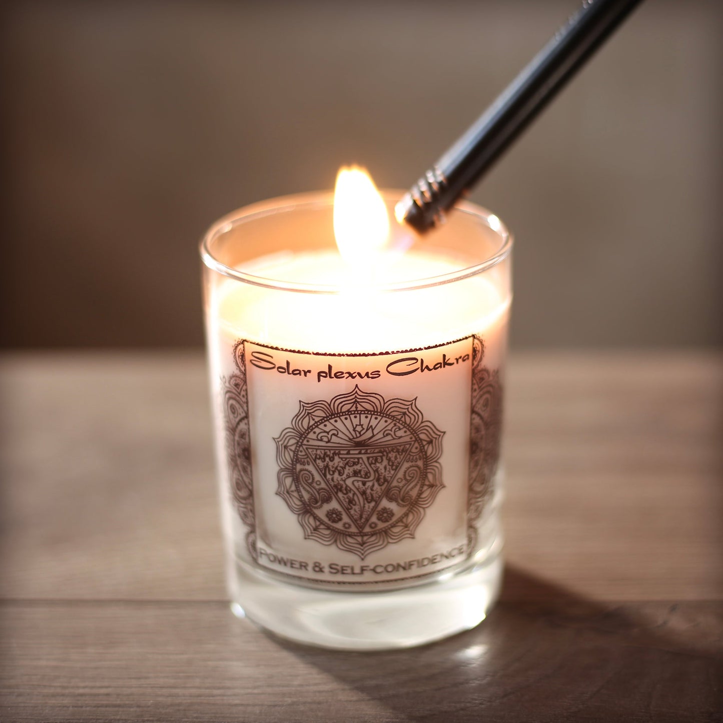 Prabhuji Solar Plexus Chakra Manipura | Soy Candle for Chakra Meditation Scented with Essential Oils | Lavender Blossom | Power and Self-confidence - 10.5oz