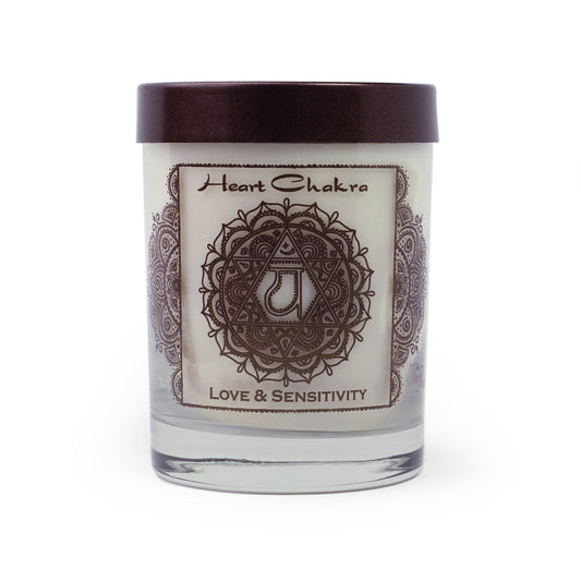 Soy Candle for Chakra Meditation Scented with Essential Oils | Heart Chakra Anahata | Wild Rose | Love and Sensitivity - 10.5oz - Wholesale and Retail Prabhuji's Gifts 