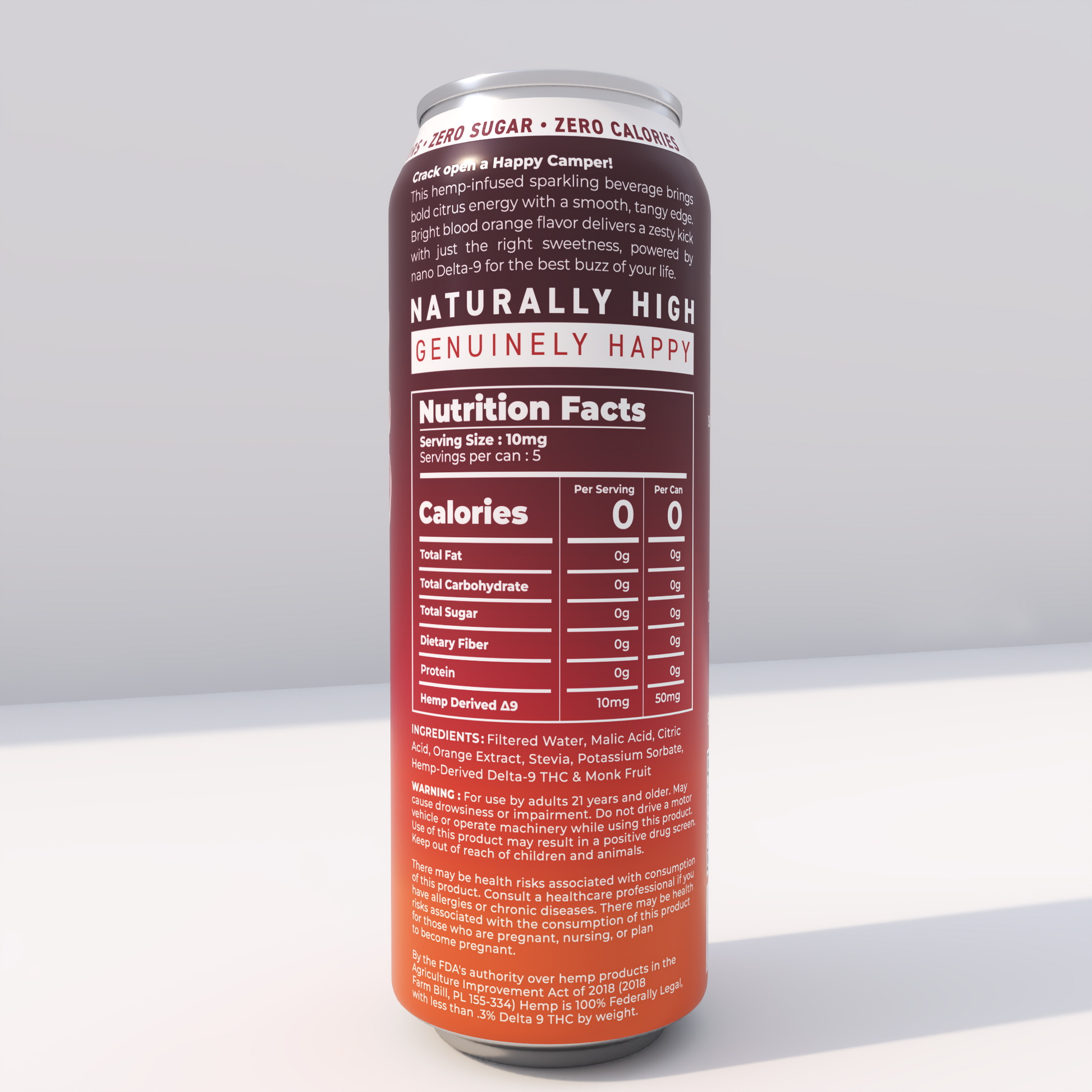 happy camper Blood Orange  - 50mg Delta 9 THC - 355 ml Extra Strength - Tree Spirit Wellness