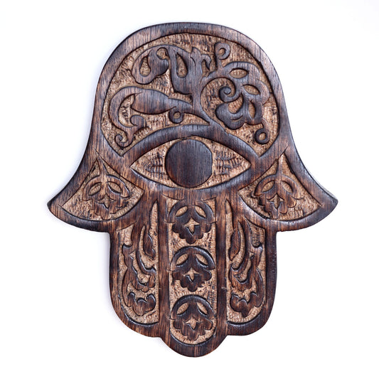 Prabhuji Decor - Wooden Hamsa - Cherry Blossom 7"x6"