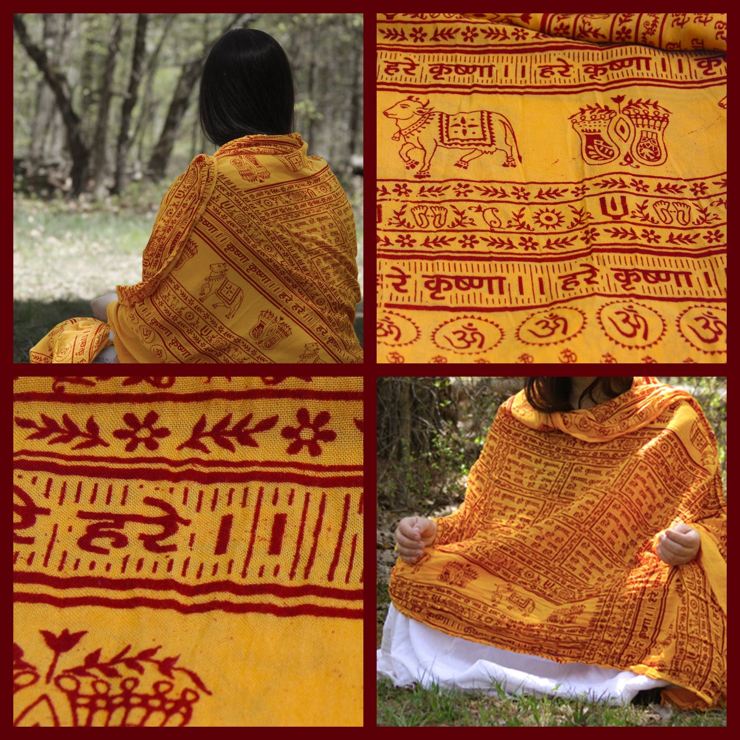 Prabhuji Meditation Yoga Prayer Shawl - Maha Mantra - Yellow Large