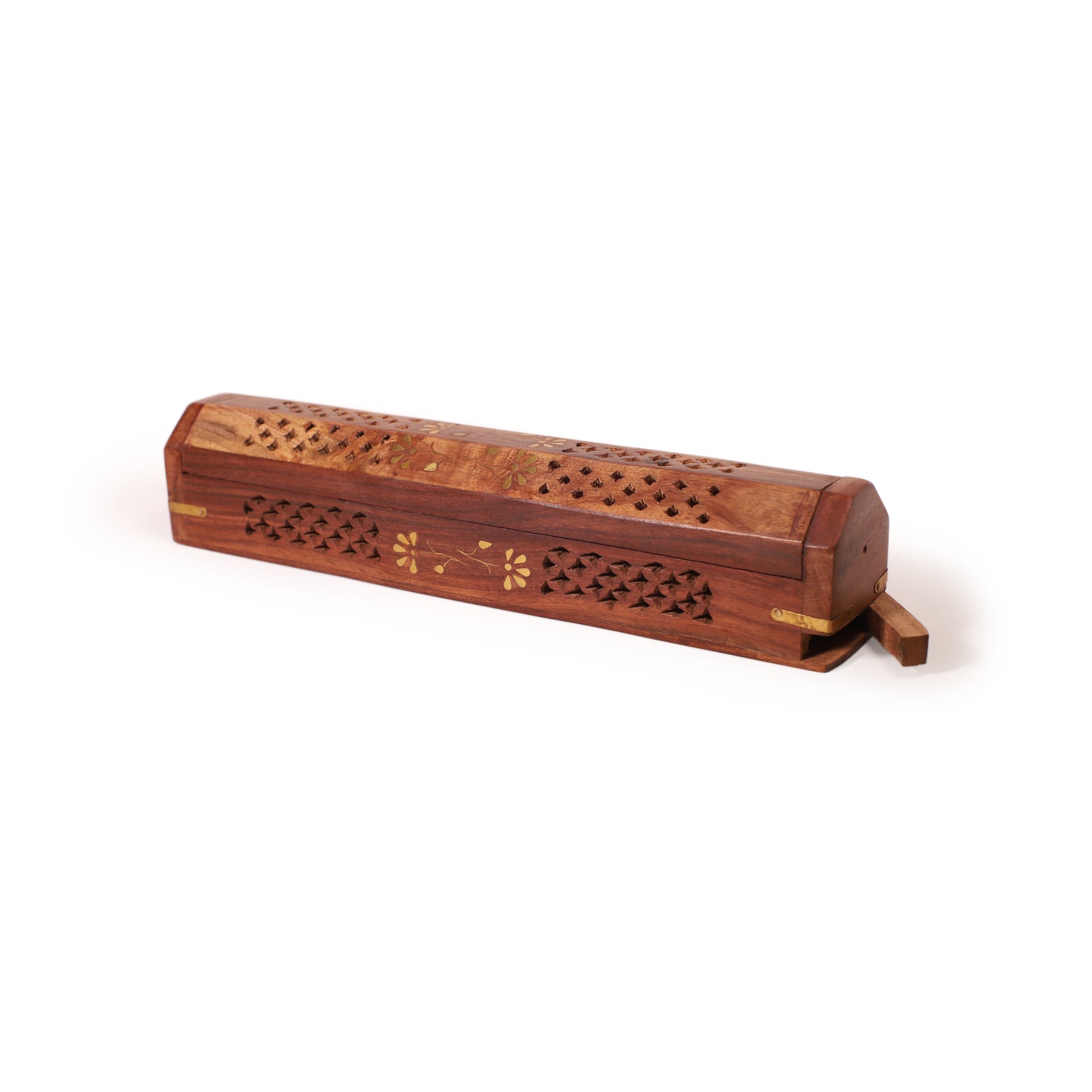 Prabhuji's Gifts box burner 5-panel jali and flowers inlay