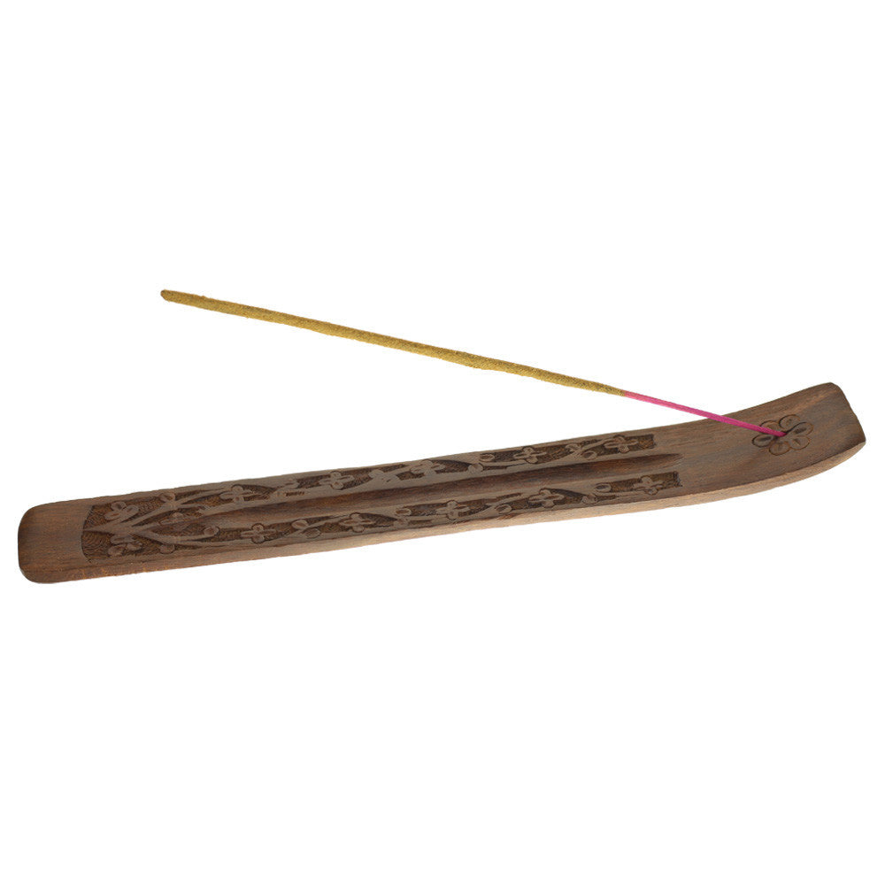 Incense Burner - Wooden Flat Carved Flower - Wholesale and Retail Prabhuji's Gifts 