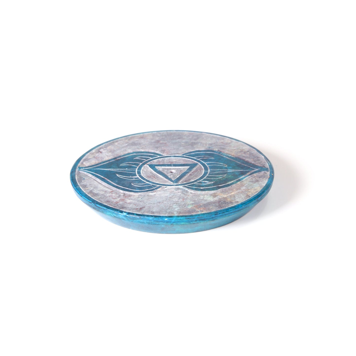 Prabhuji Incense Burner - Soapstone Plate Third Eye Chakra Ajna 3"
