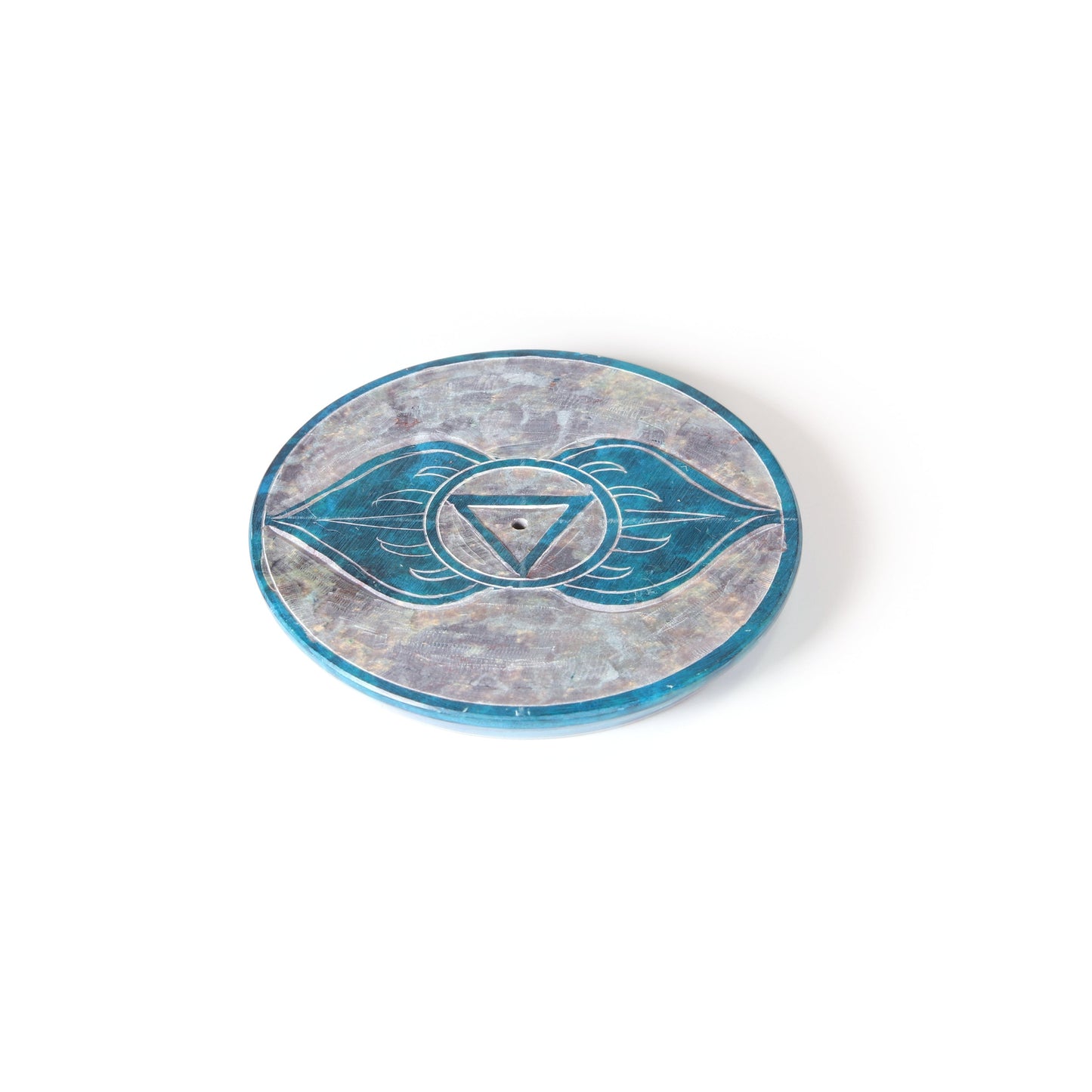 Prabhuji Incense Burner - Soapstone Plate Third Eye Chakra Ajna 3"