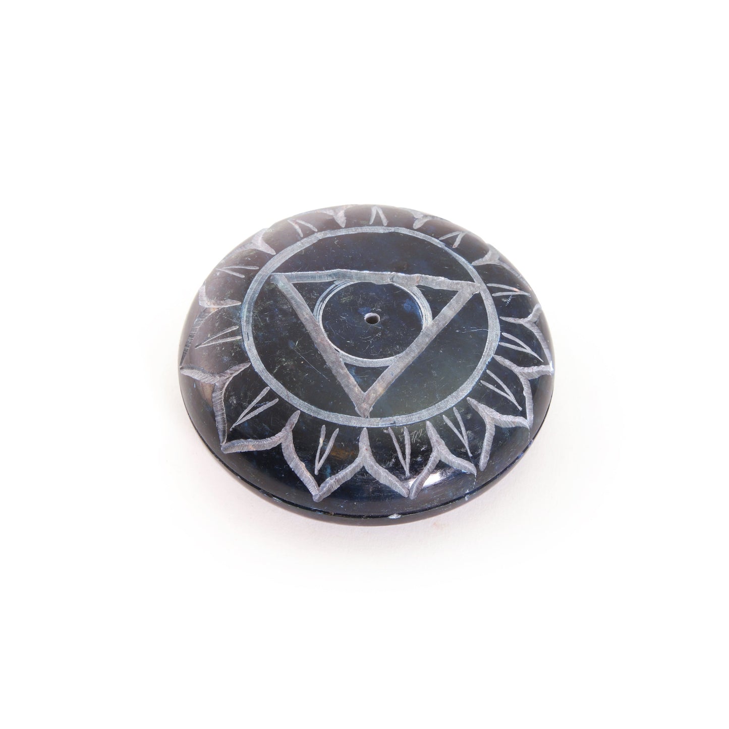 Prabhuji Incense Burner - Soapstone Pebble Throat Chakra Vishudha 2.5"