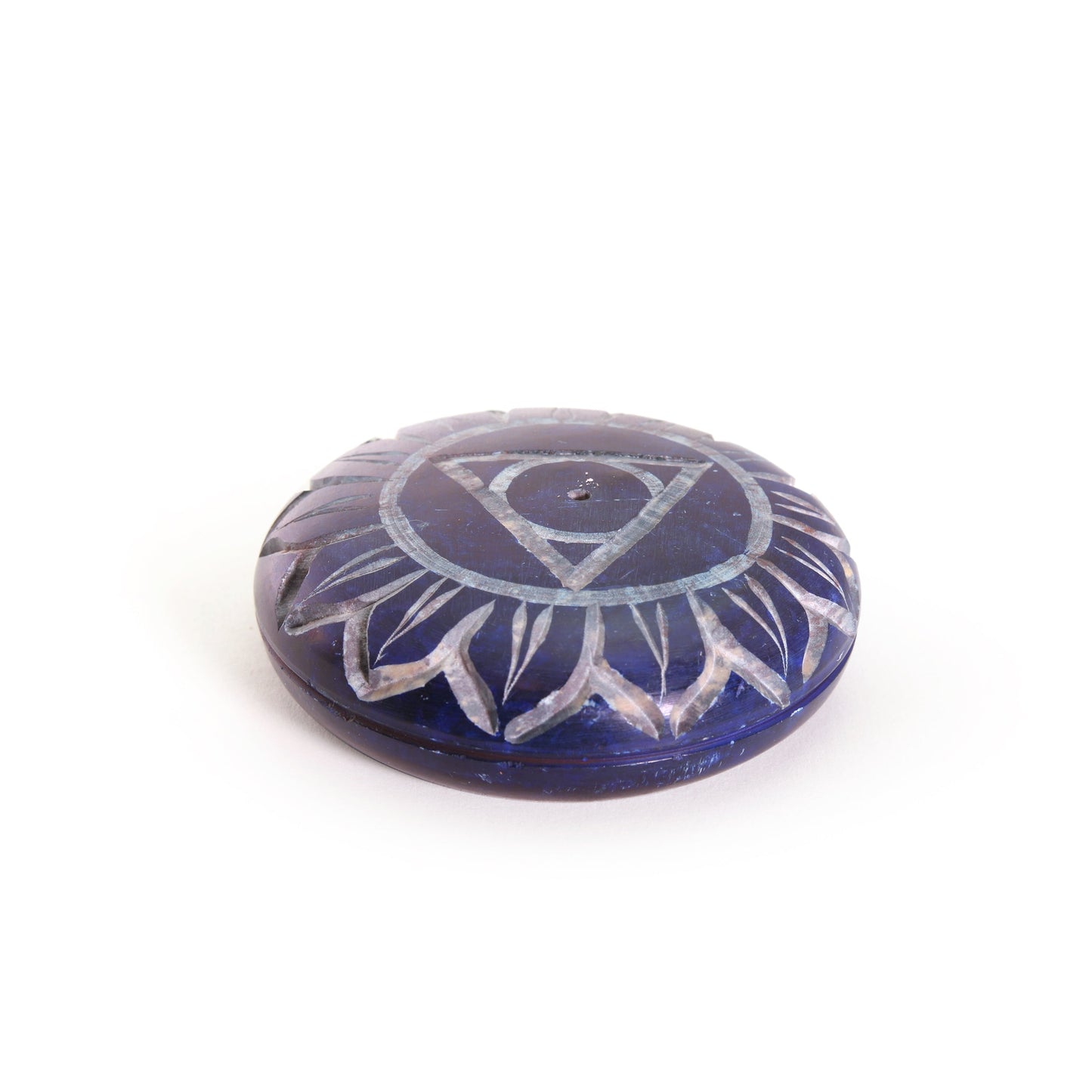 Prabhuji Incense Burner - Soapstone Pebble Throat Chakra Vishudha 2.5"