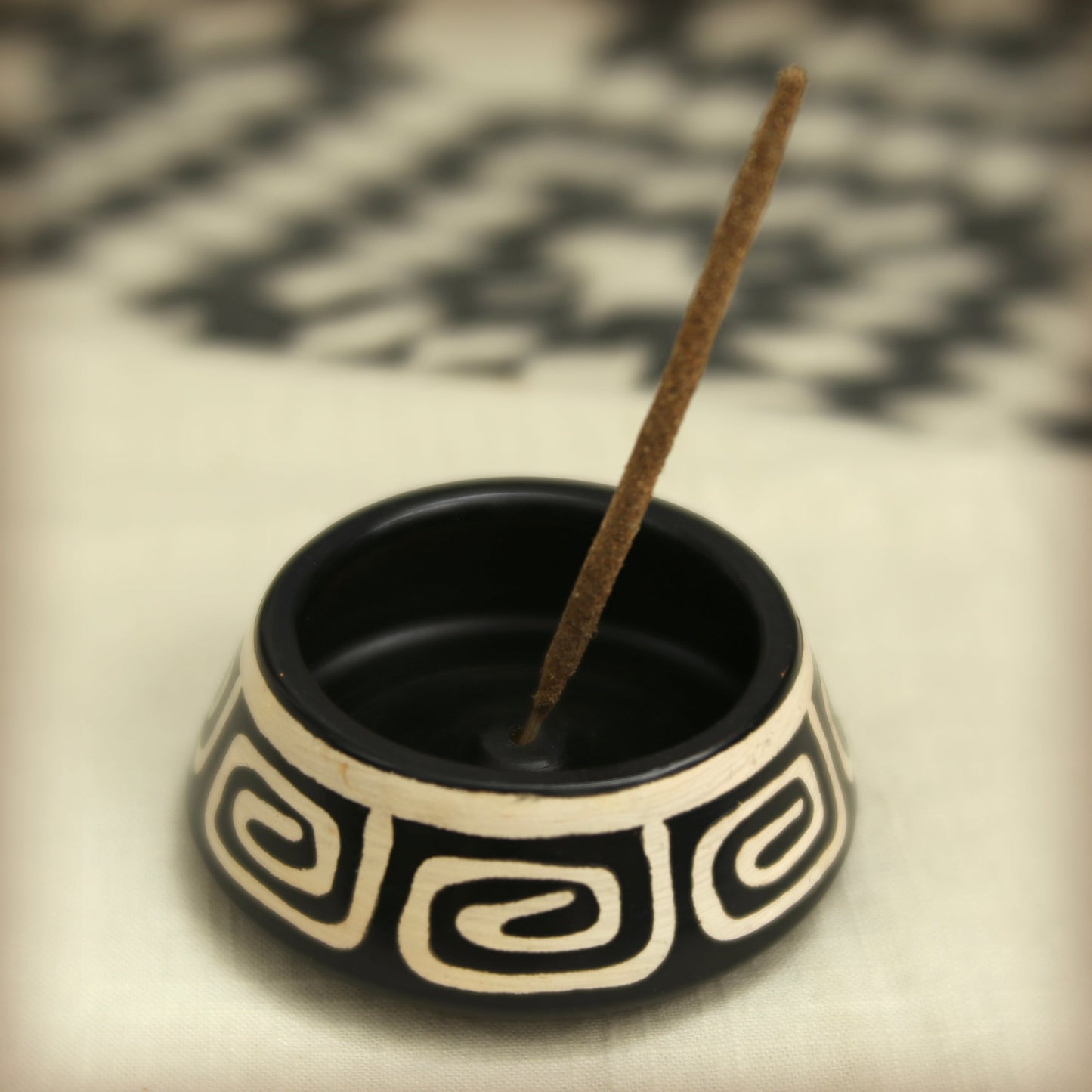 Prabhuji Incense Burner - Peruvian Ceramic Incense Burner for Stick and Cone Incense - 4.5"