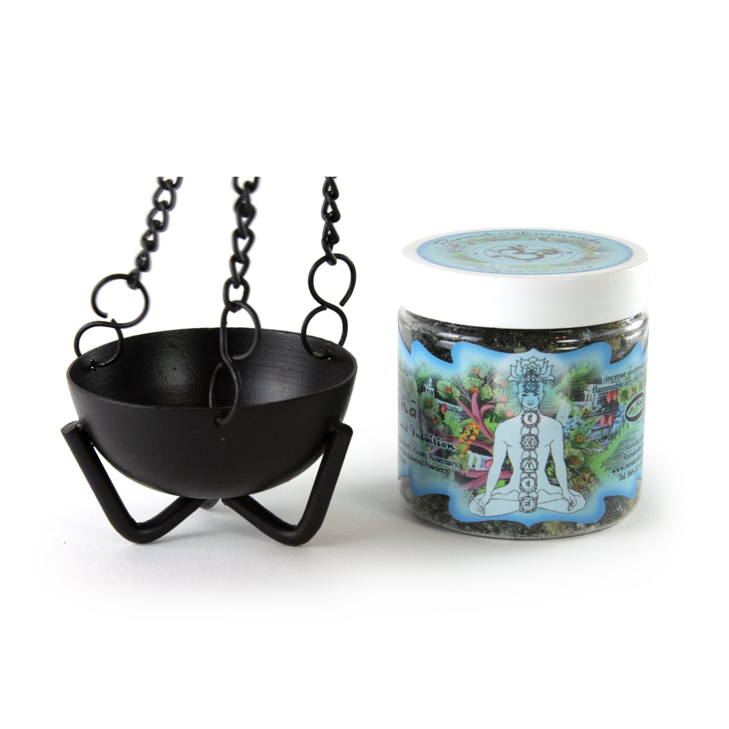 Prabhuji Burner - Hanging Black Cauldron Small
