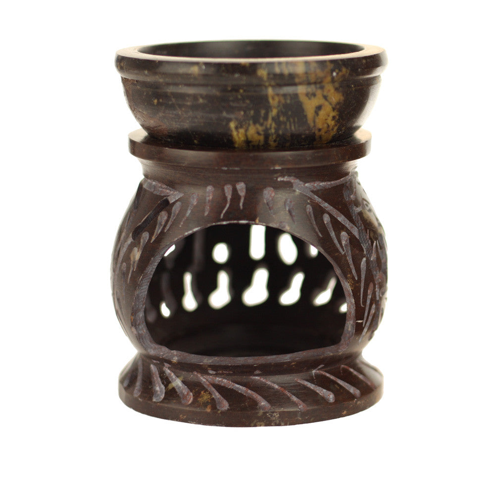 Oil Diffuser - Natural Soapstone Oil Burner Round Elephant 3.25" - Wholesale and Retail Prabhuji's Gifts 