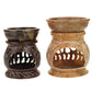 Oil Diffuser - Natural Soapstone Oil Burner Round Elephant 3.25" - Wholesale and Retail Prabhuji's Gifts 